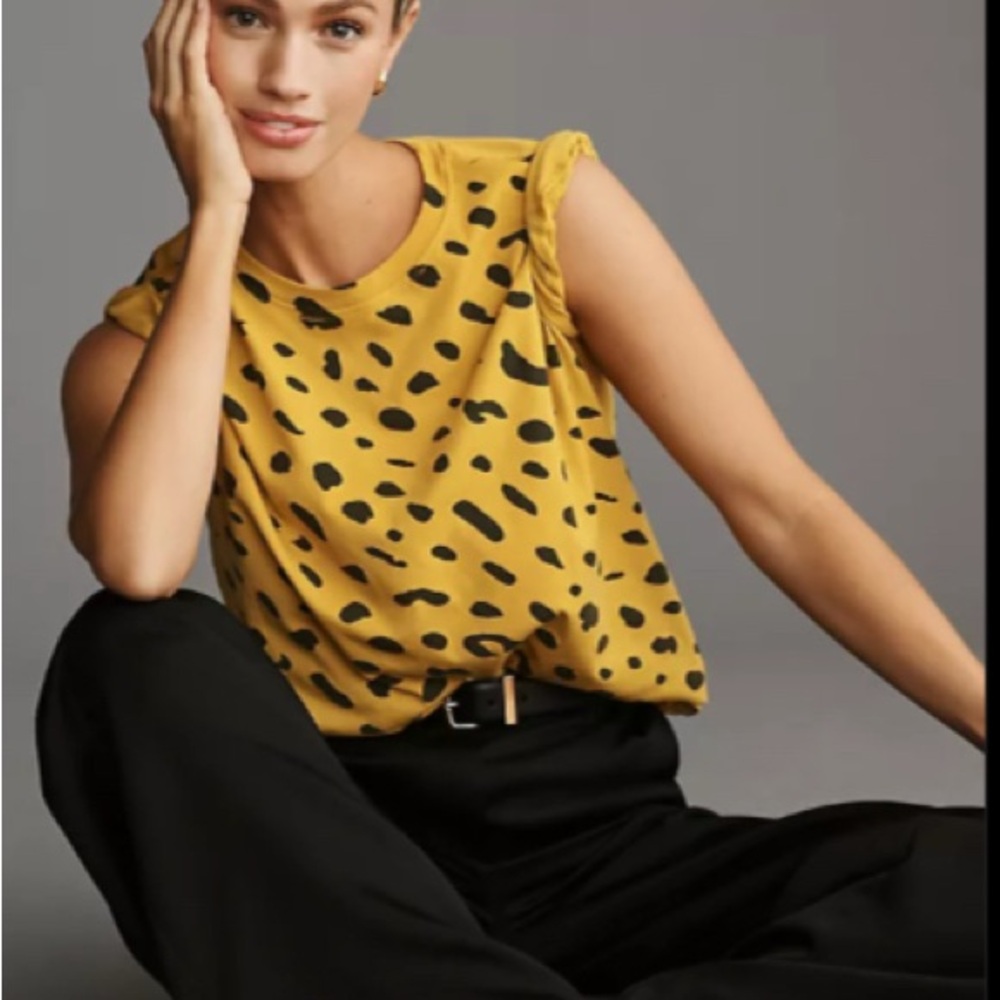 Yellow and Black Leopard Print Top